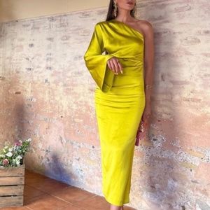 ZARA NWT SATIN EFFECT ASYMMETRIC DRESS